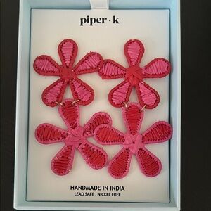 Piper Pink and Red Flower earrings